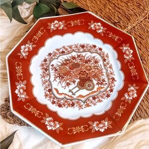 Decorative Japanese‎ Art Plate Red and Gold